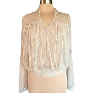 Double Zero Sheer Mesh Lace Top Womens MED Fairy Angelcore Ethereal Bell Sleeve